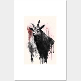 Ink Portrait of a Goat Posters and Art